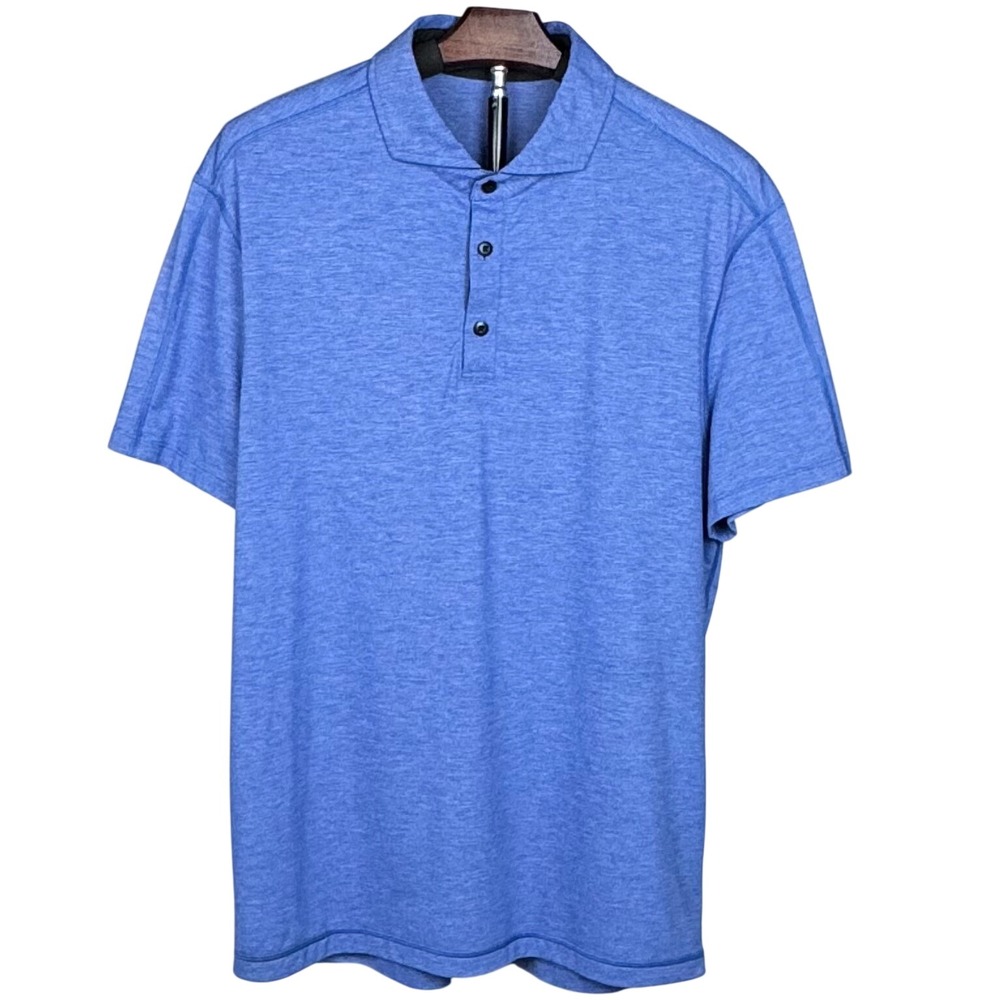 Lululemon Polo Shirt Golf Athleisure Men XL Blue Heather Athletic Stretch Casual